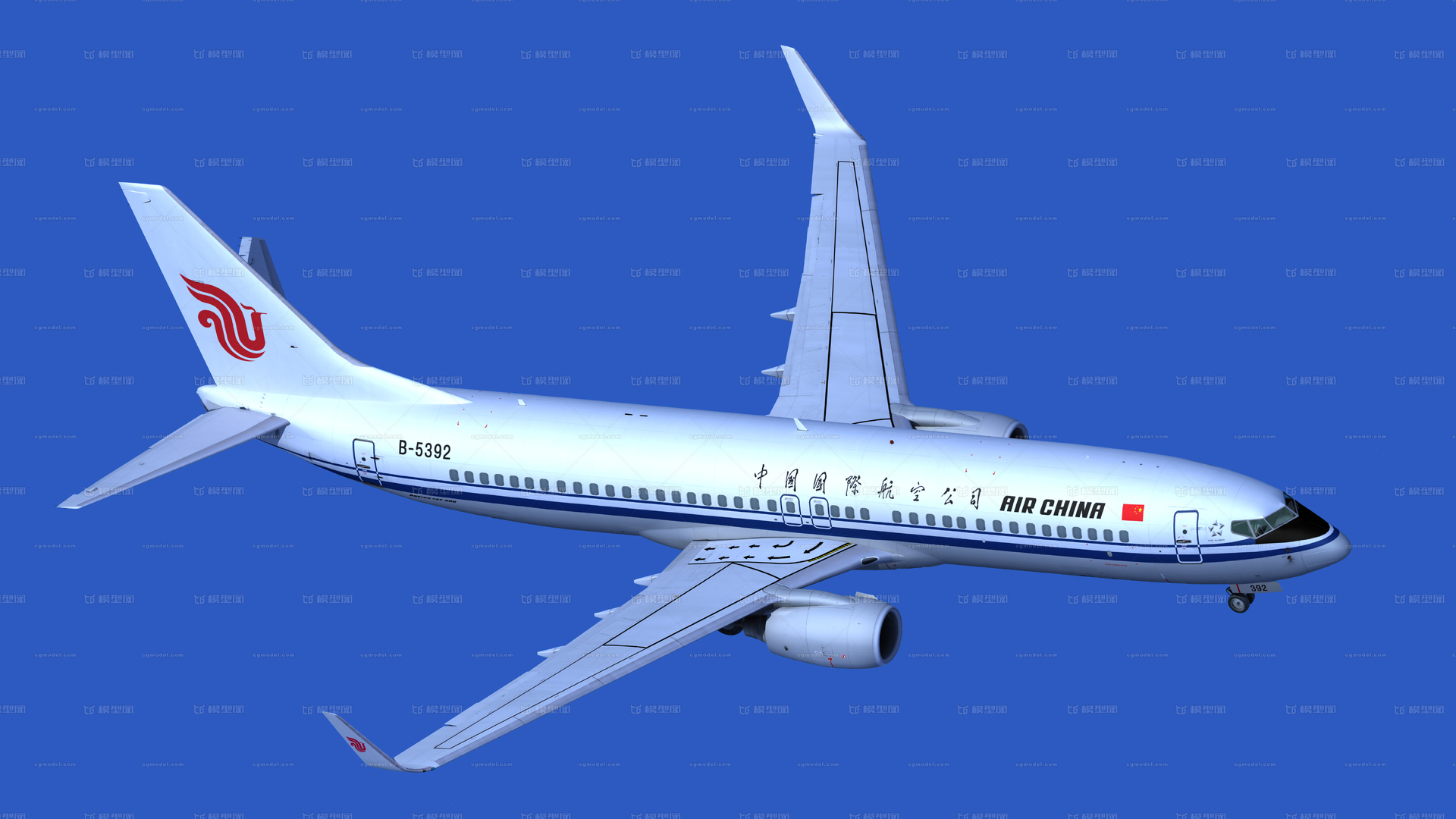波音737 800中国国际航空机模模型-客机/民用飞机模型库-3ds Max(.max)模型下载-cg模型网