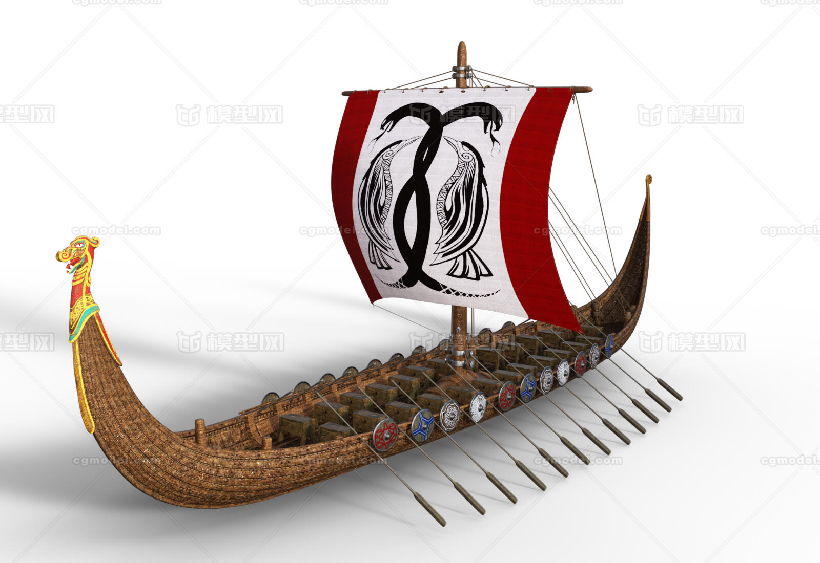 维京战船帆船战舰古船战船 古代船模型-古代船/仿古船模型库-Blender(.blend)模型下载-cg模型网