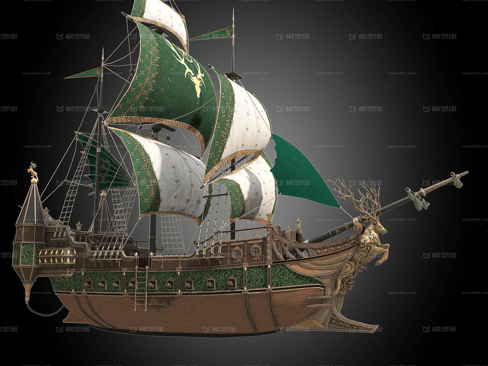 古代战船 欧式战船模型-古代船/仿古船模型库-3D Studio(.3ds)模型下载-cg模型网