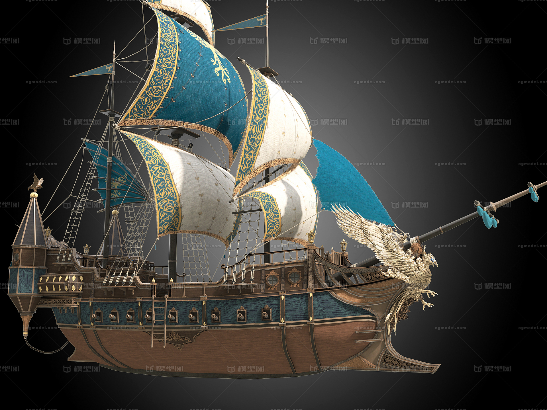 古代战船 欧式战船模型-古代船/仿古船模型库-3D Studio(.3ds)模型下载-cg模型网
