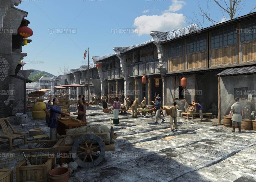 古代街道 古代场景模型-古代场景模型库-3ds Max(.max)模型下载-cg模型网
