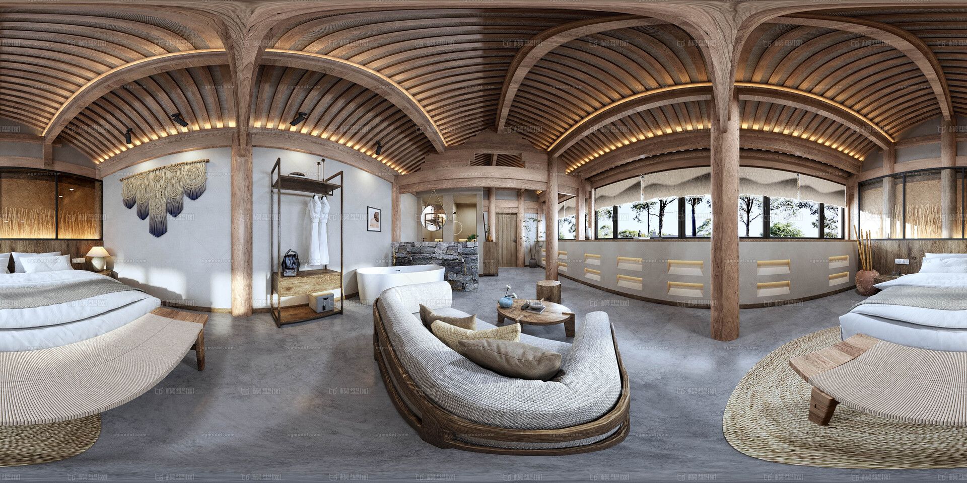 侘寂风民宿客房 山间民宿模型-酒店餐饮模型库-3ds Max(.max)模型下载-cg模型网