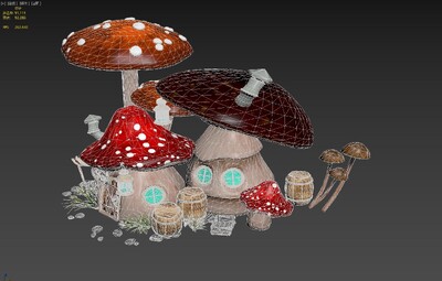 蘑菇小屋 蘑菇房模型-场景部件模型库-3ds Max(.max)模型下载-cg模型网