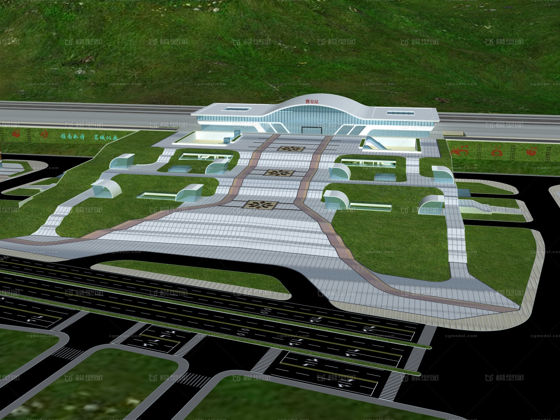 雅安高铁站 高铁站模型-现代场景模型库-3ds Max(.max)模型下载-cg模型网