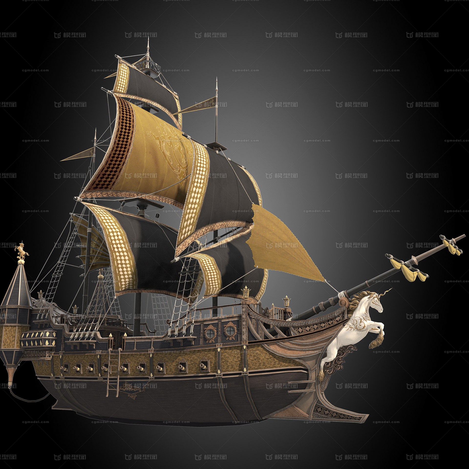 古代战船 欧式战船模型-古代船/仿古船模型库-3D Studio(.3ds)模型下载-cg模型网