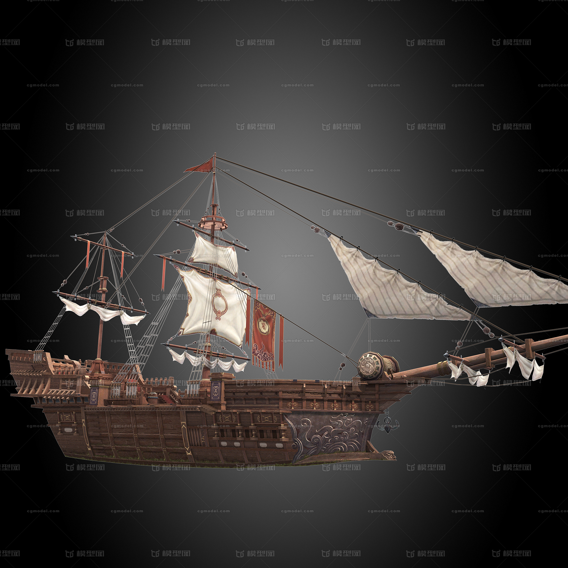 古代战船 欧式战船模型-古代船/仿古船模型库-3D Studio(.3ds)模型下载-cg模型网