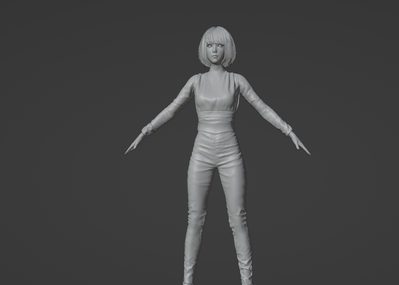 女人带骨骼绑定PBR 黑衣女人模型-女人模型库-3ds Max(.max)模型下载-cg模型网