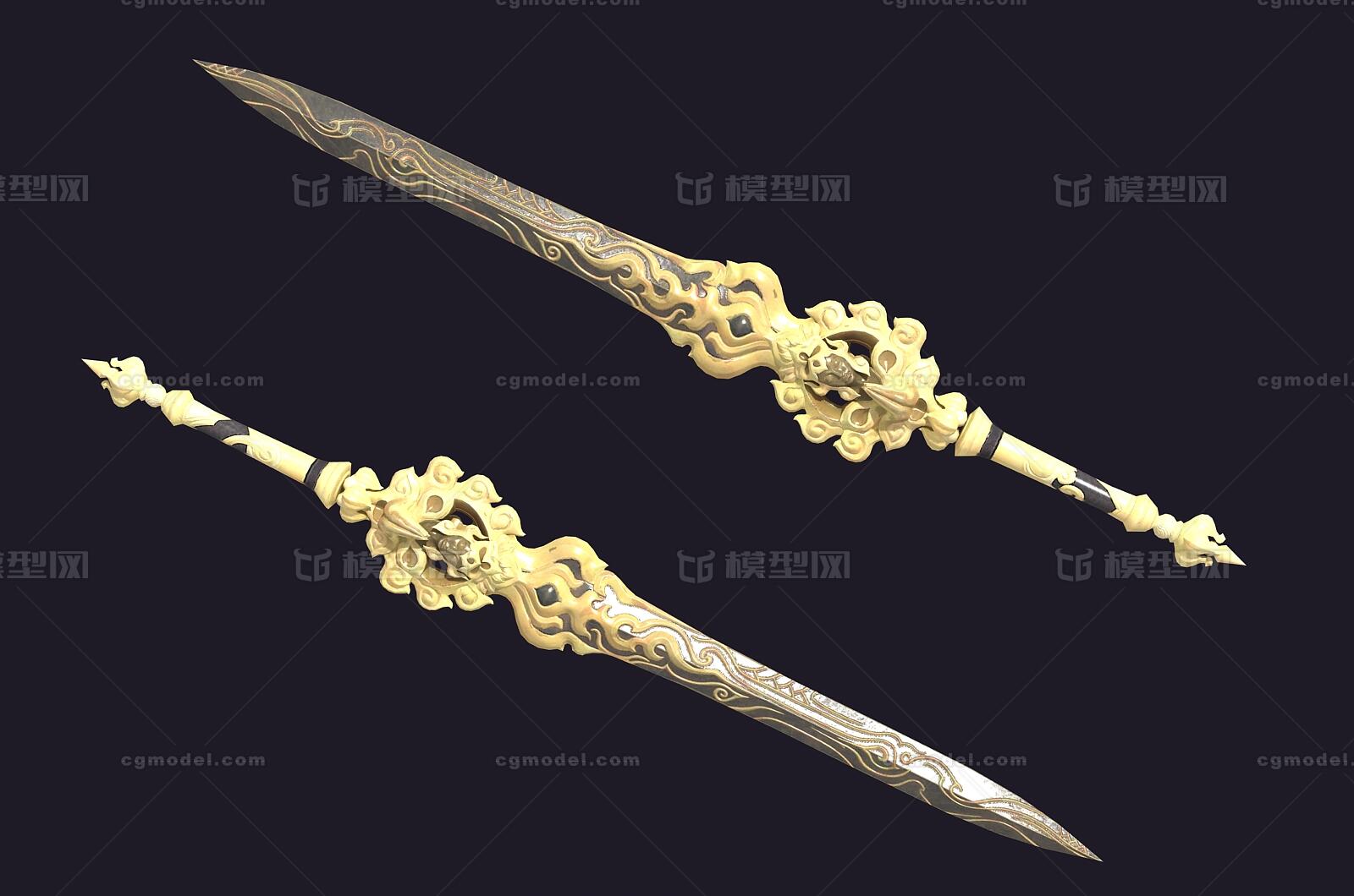 古代宝剑 灵剑模型-冷兵器模型库-FBX(.fbx)模型下载-cg模型网