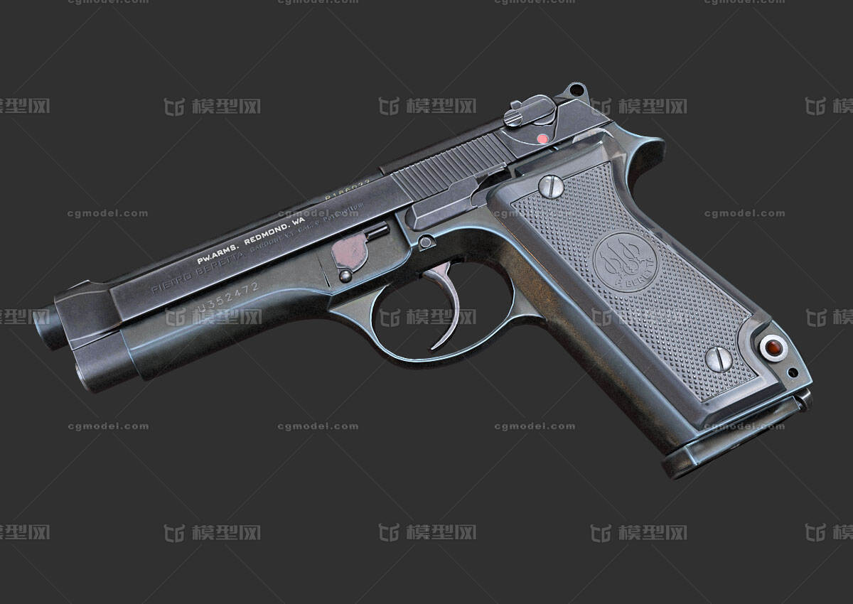 M92F手枪 PBR次世代模型-枪械模型模型库-FBX(.fbx)模型下载-cg模型网