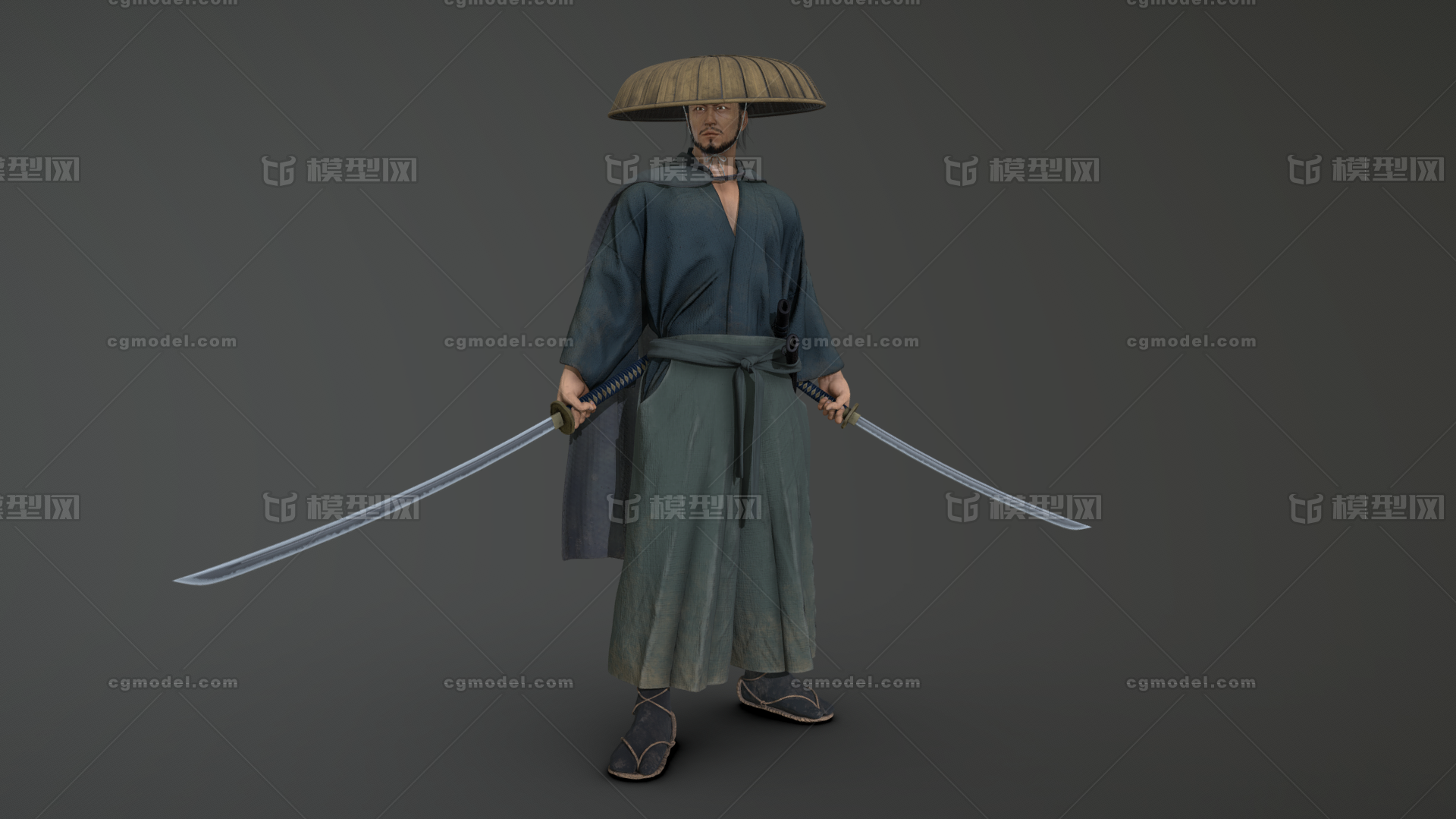 日本浪人 日本武士模型-男人模型库-3ds Max(.max)模型下载-cg模型网