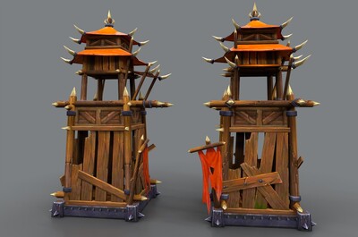 古代 防御塔模型-场景部件模型库-FBX(.fbx)模型下载-cg模型网