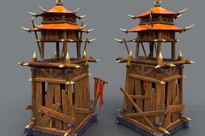 古代 防御塔模型-场景部件模型库-FBX(.fbx)模型下载-cg模型网