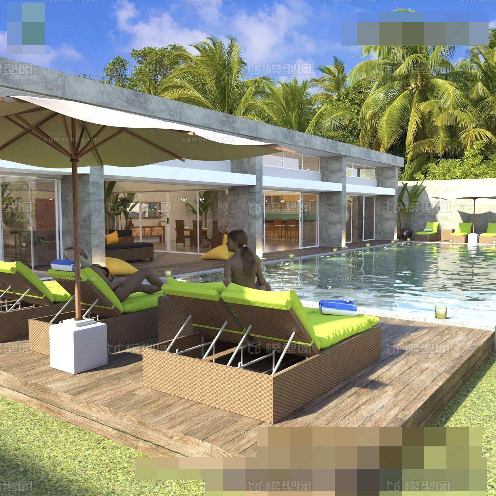 巴厘岛豪华度假酒店别墅 C775模型-现代场景模型库-3ds Max(.max)模型下载-cg模型网