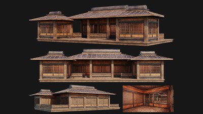 100套中世纪房子 中式古代房屋模型-历史建筑模型库-Blender(.blend)模型下载-cg模型网