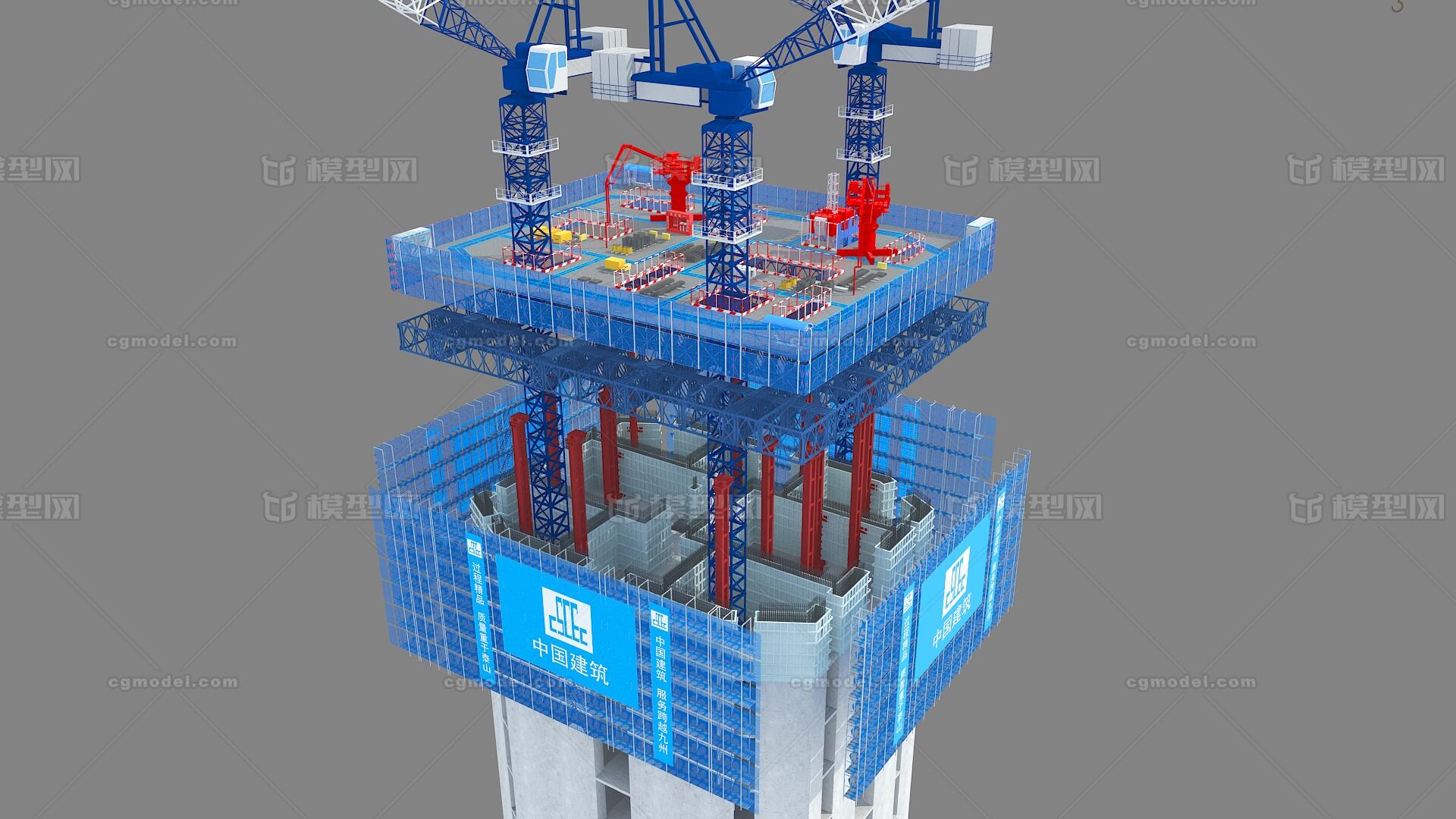 超高层建筑造楼机 顶模爬模模型-商业办公模型库-3ds Max(.max)模型下载-cg模型网