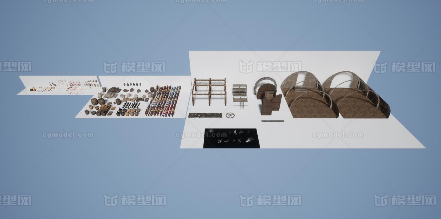 UE4/UE5 中世纪地窖仓库场景部件模型-场景部件模型库-FBX(.fbx)模型下载-cg模型网