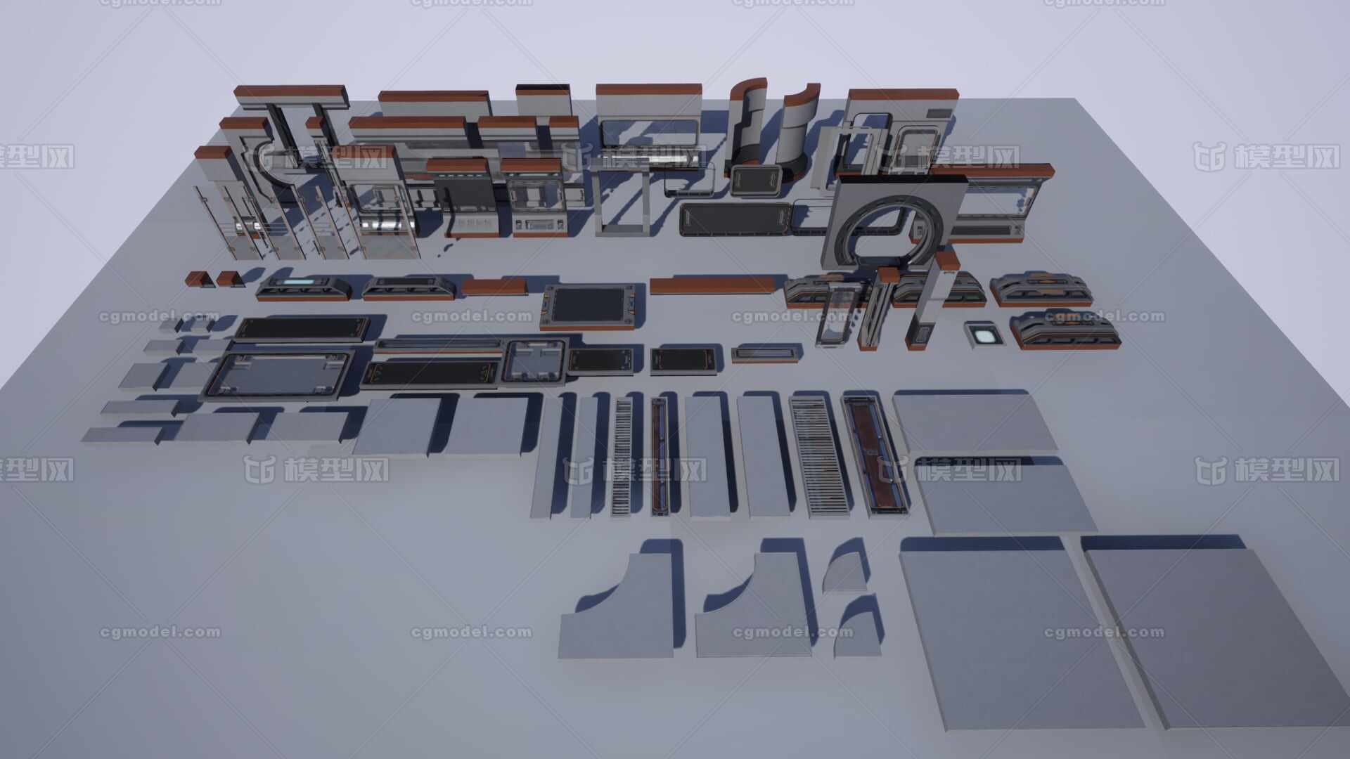 UE4/UE5 科幻未来空间站场景部件模型-场景部件模型库-FBX(.fbx)模型下载-cg模型网
