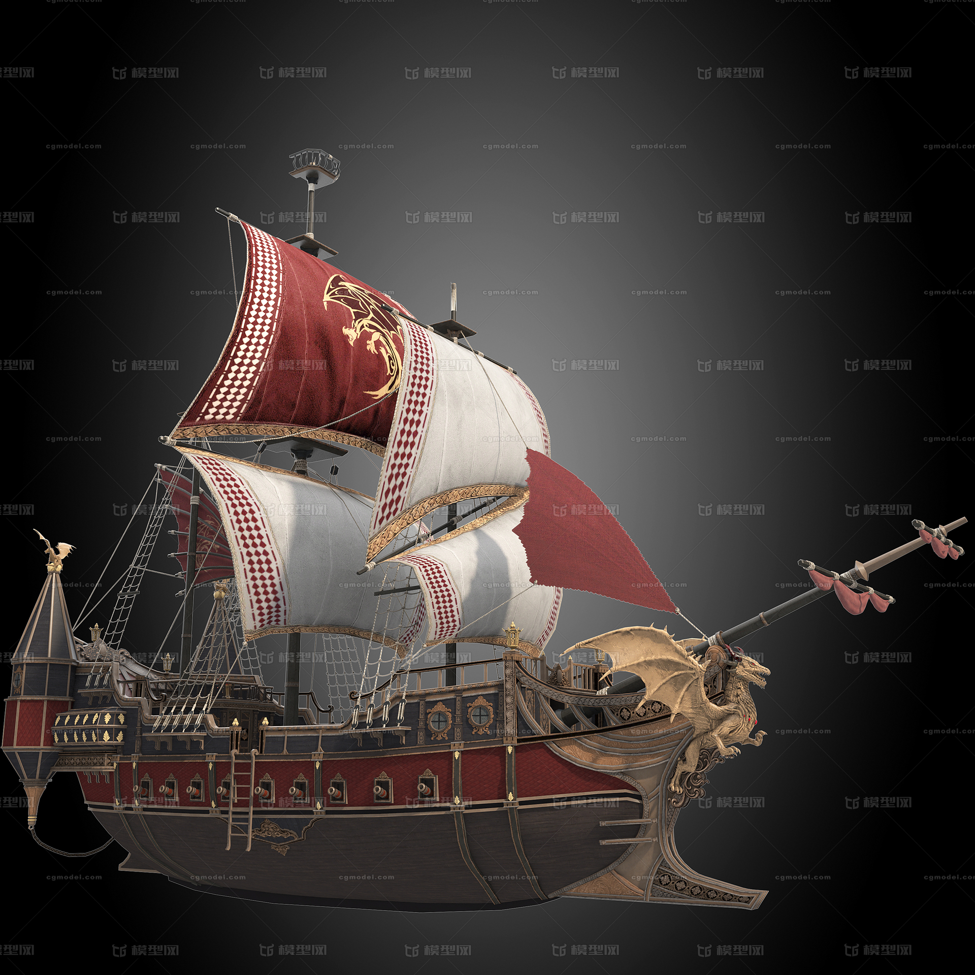 古代战船 欧式战船模型-古代船/仿古船模型库-3D Studio(.3ds)模型下载-cg模型网