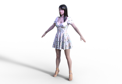 女人带骨骼绑定PBR 短裙高跟女人模型-女人模型库-3ds Max(.max)模型下载-cg模型网