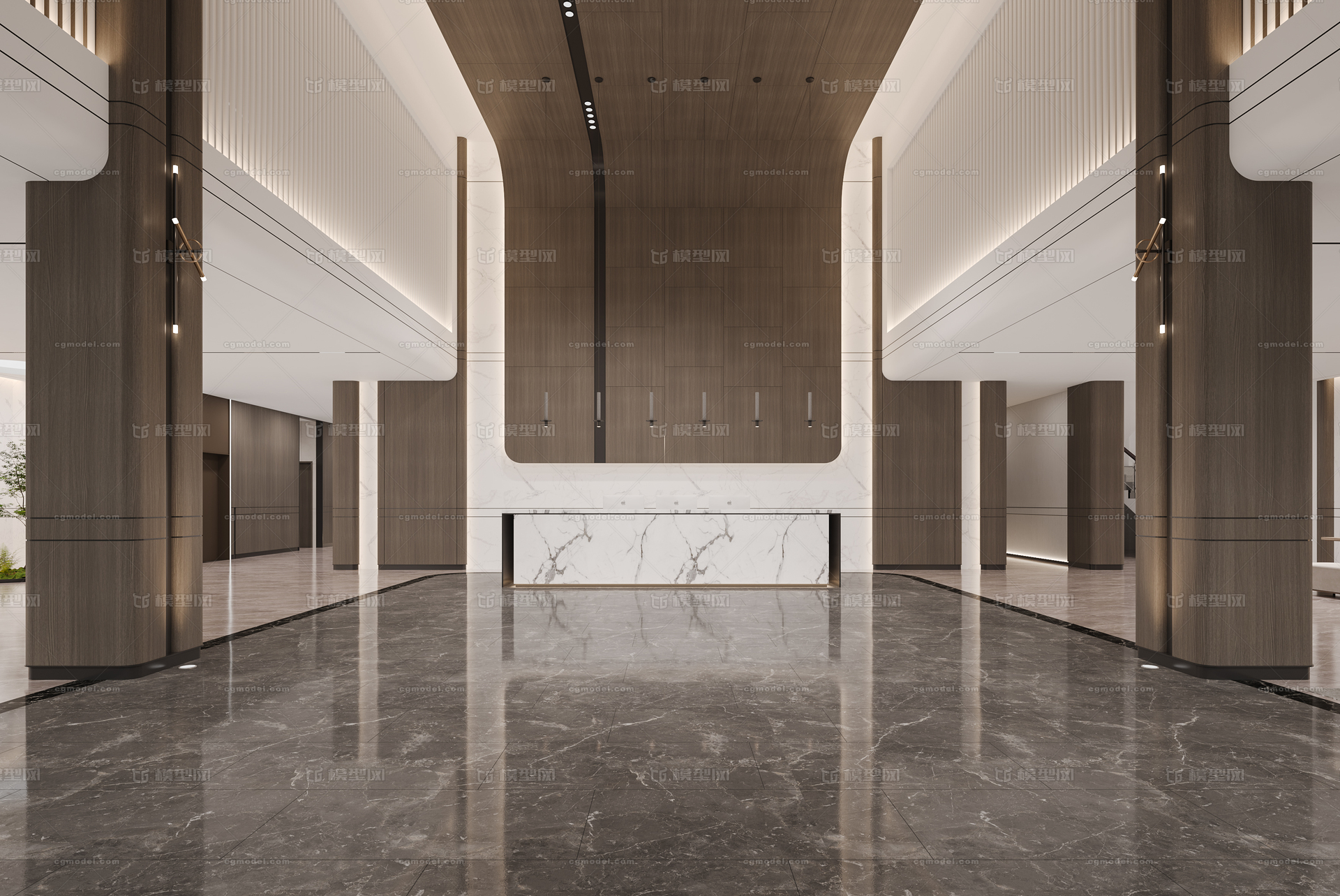 现代酒店大堂 酒店前台模型-酒店餐饮模型库-3ds Max(.max)模型下载-cg模型网