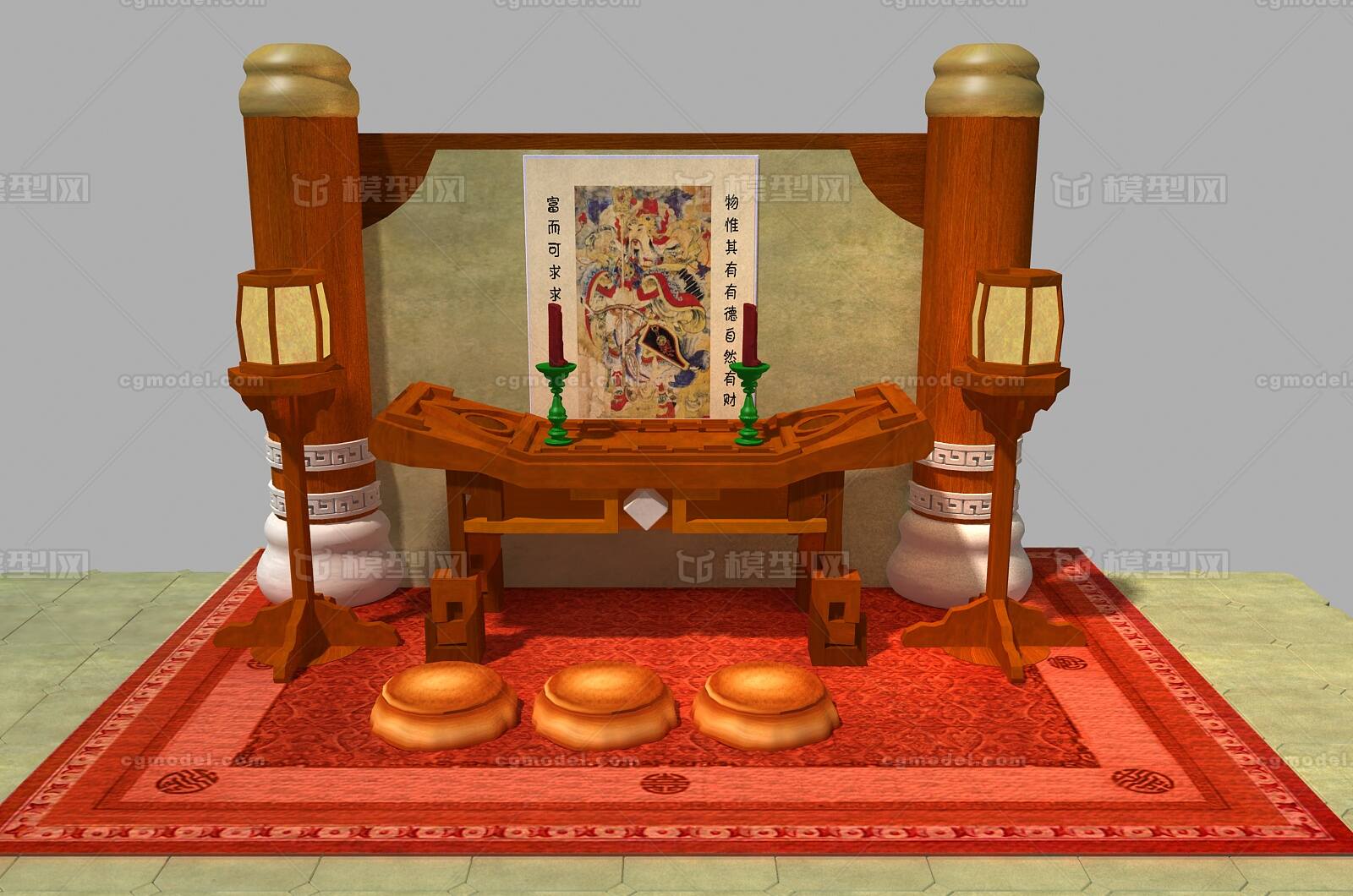 柱子灶台供桌供台神像模型-场景部件模型库-3ds Max(.max)模型下载-cg模型网