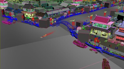 古代河道 古建筑模型-古代场景模型库-3ds Max(.max)模型下载-cg模型网