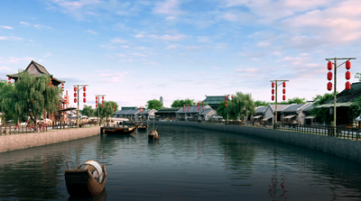 古代河道 古建筑模型-古代场景模型库-3ds Max(.max)模型下载-cg模型网