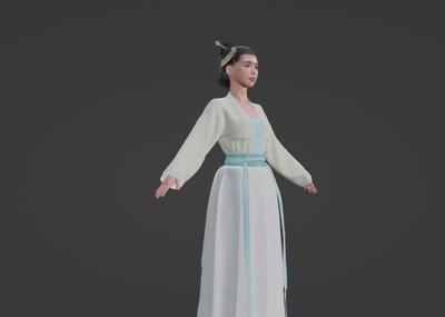 女人穿汉服带骨骼绑定PBR 宋代女人明代女人古代女人模型-女人模型库-3ds Max(.max)模型下载-cg模型网