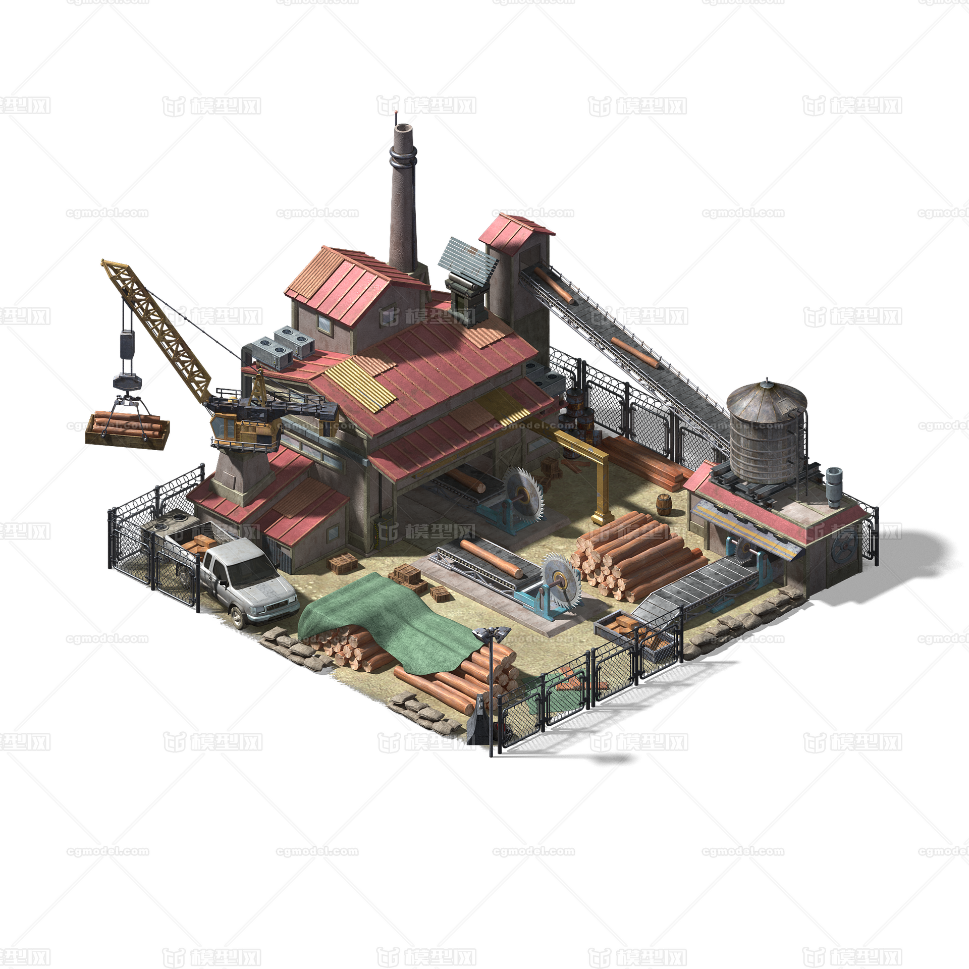 高模建筑 三渲二建筑模型-历史建筑模型库-3ds Max(.max)模型下载-cg模型网