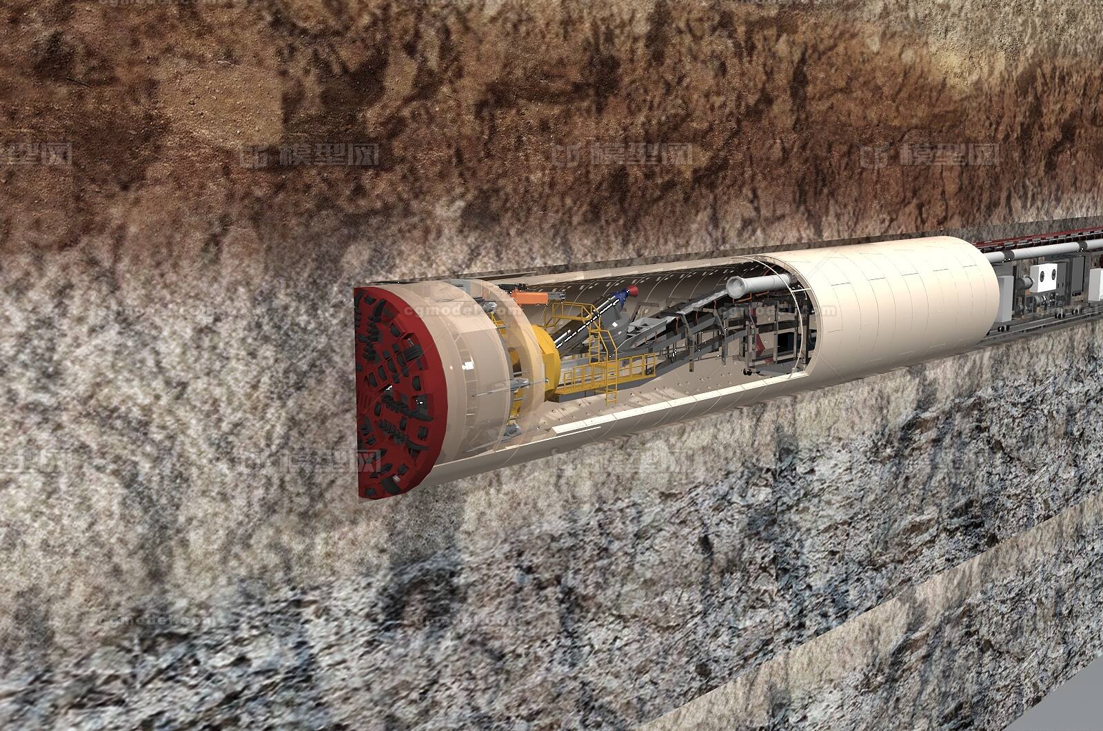 泥水盾构机 盾构机模型-工业设备模型库-3ds Max(.max)模型下载-cg模型网
