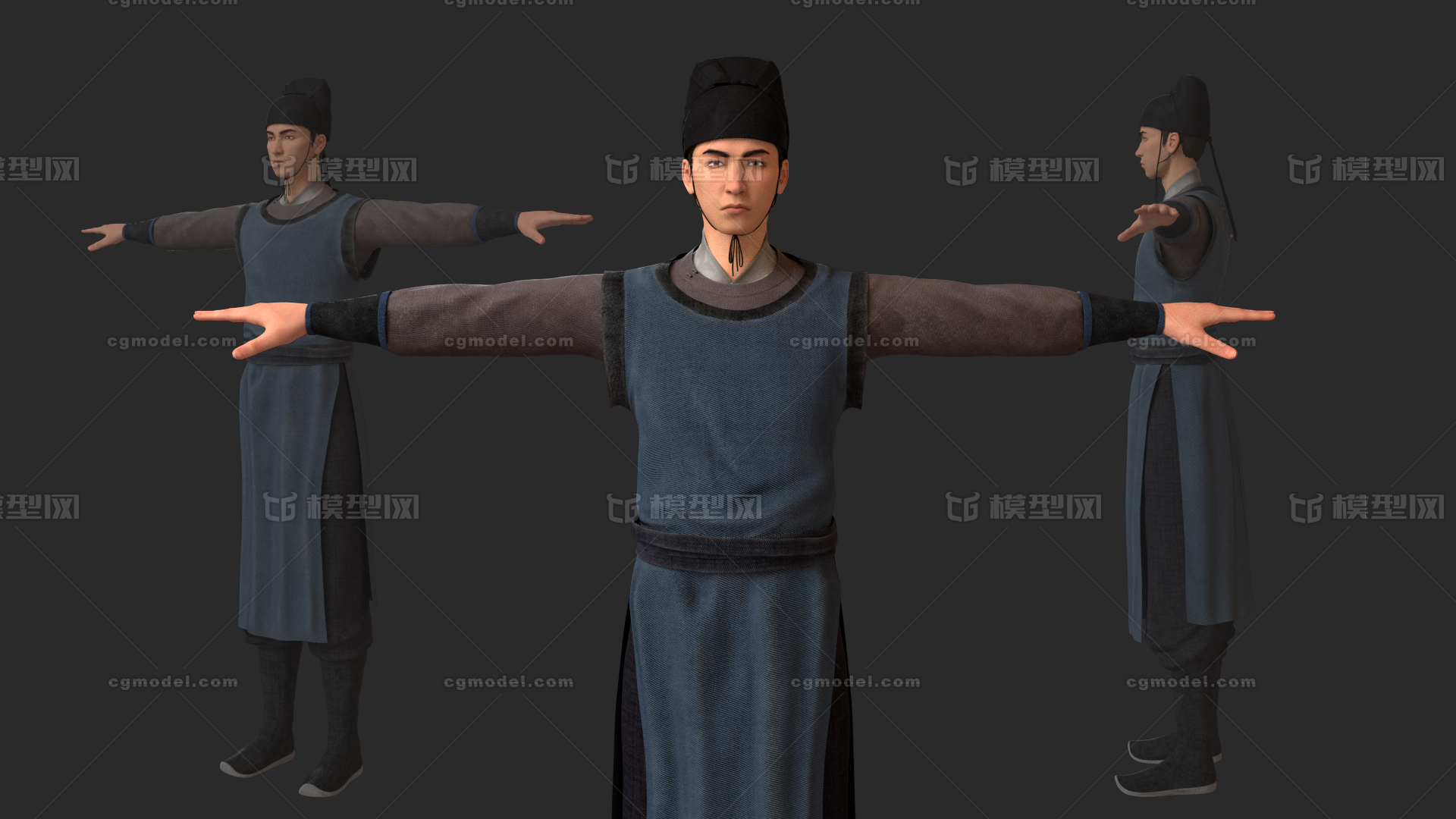 古代衙役 古代人物模型-男人模型库-Maya(.ma/.mb)模型下载-cg模型网