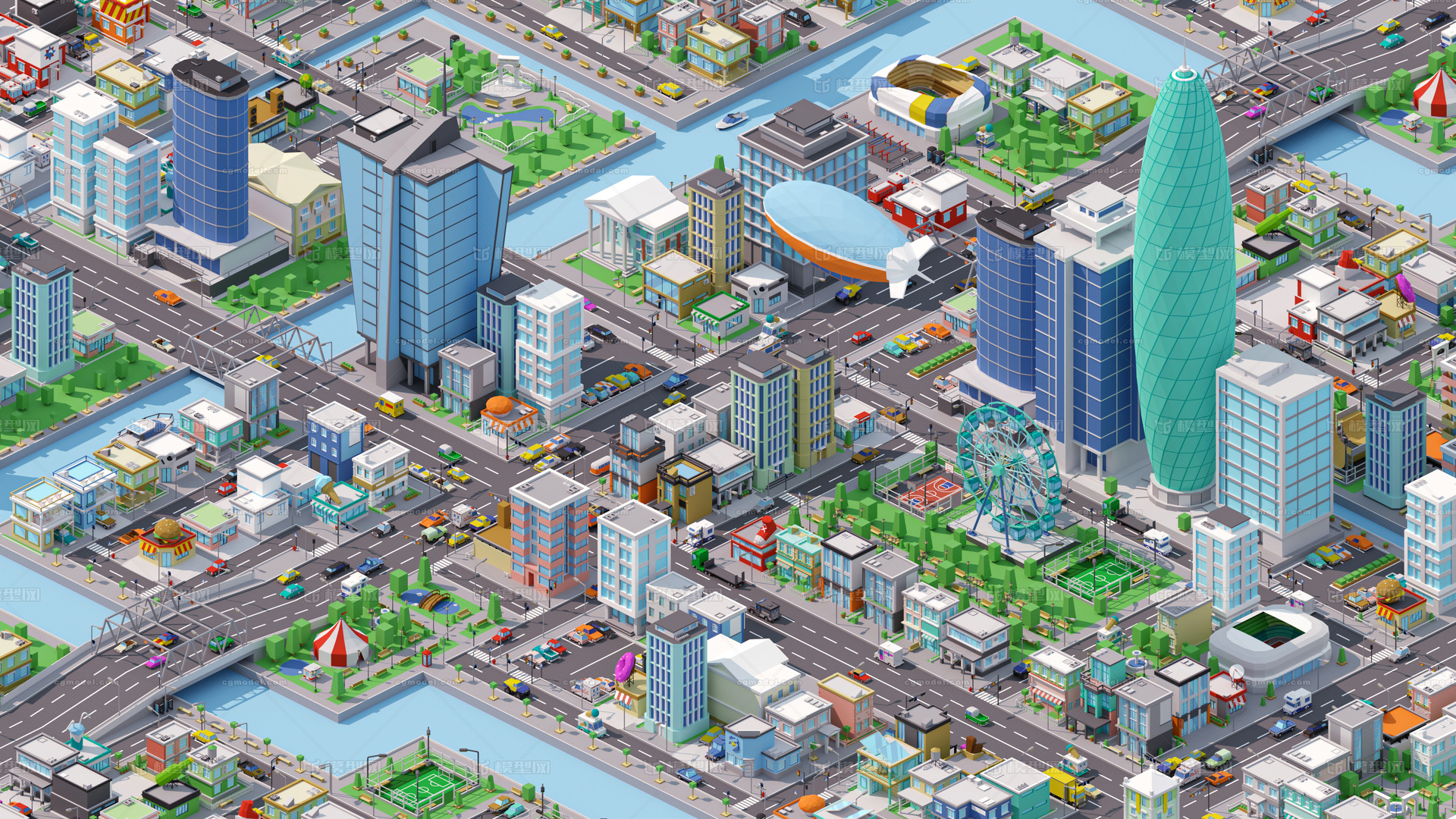 Html City Image City 1-城市1模型-现代场景模型库-Unreal Engine模型下载-cg模型网
