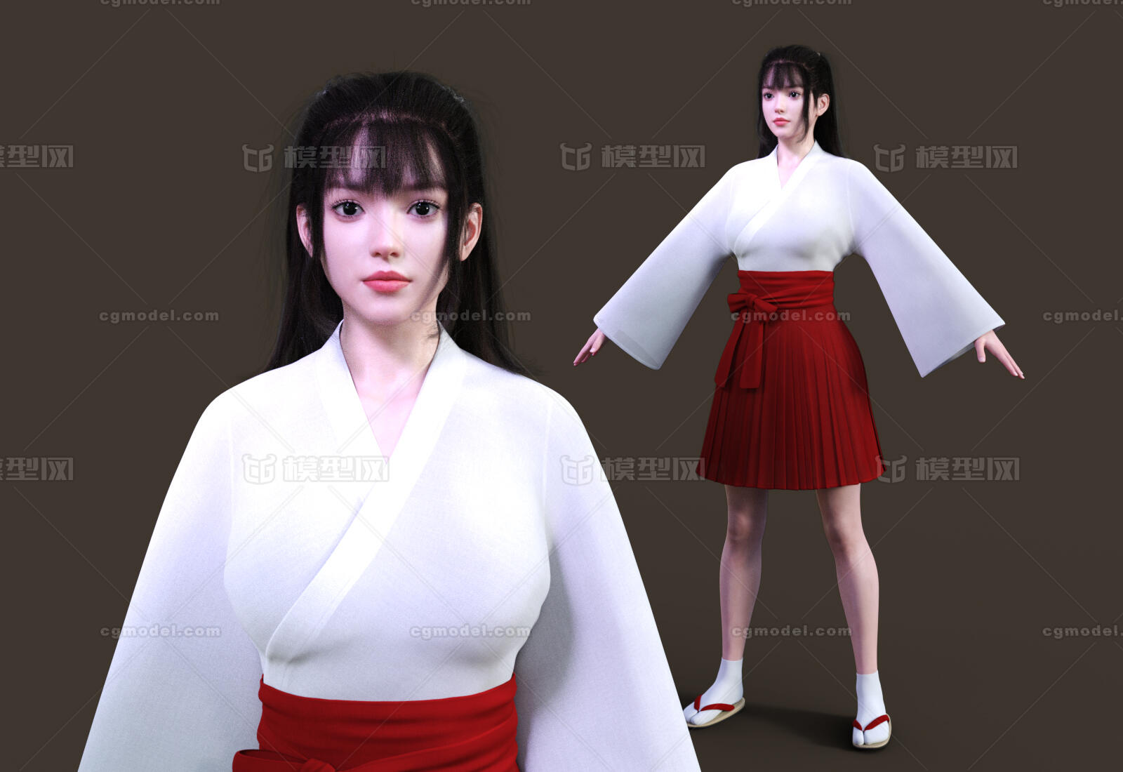 古代女人穿汉服带骨骼绑定PBR 宋代女人明代服装古装女装长裙模型-女人模型库-3ds Max(.max)模型下载-cg模型网