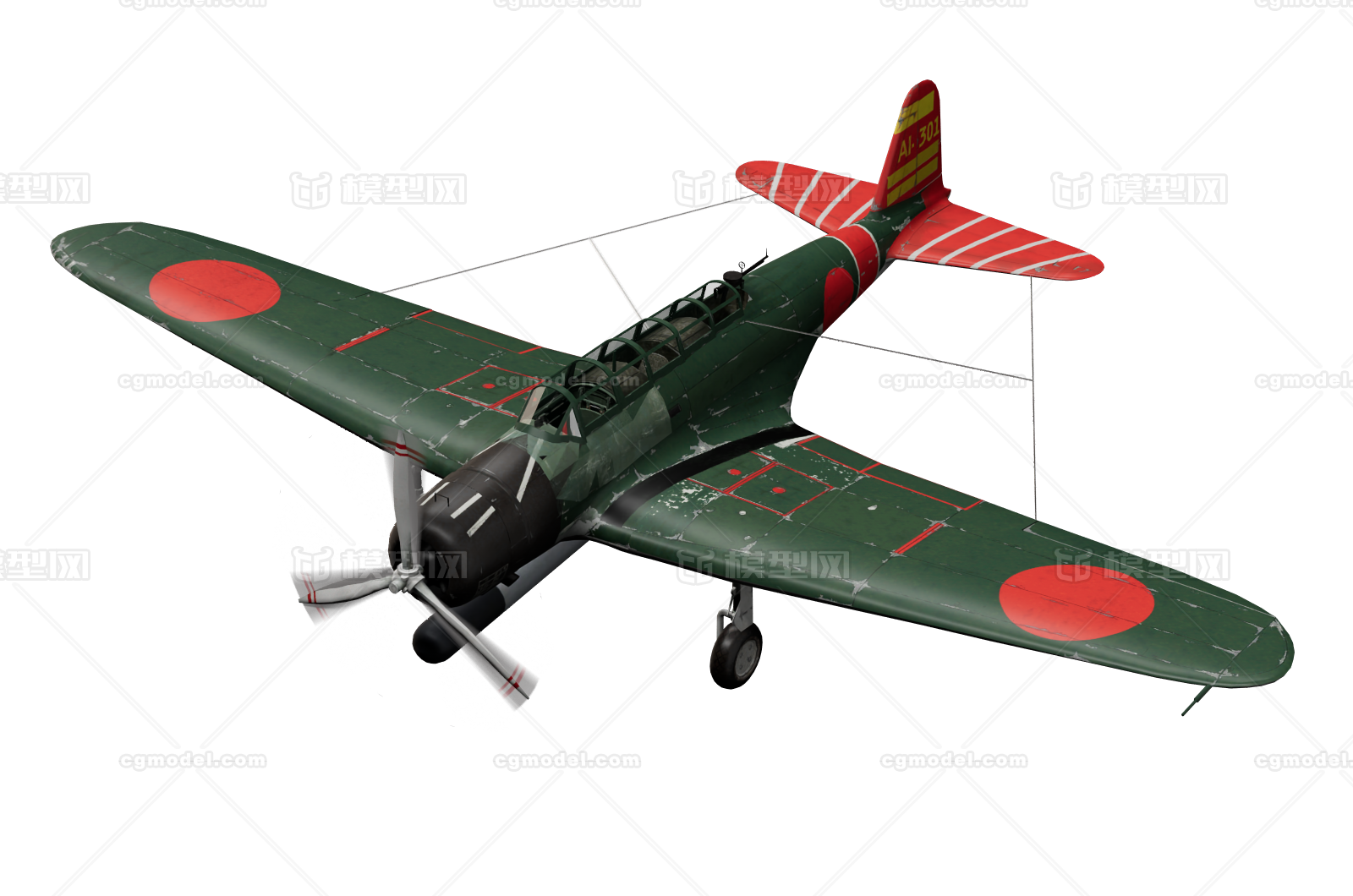 中岛B5N 97式舰载攻击机模型-军用飞机模型库-FBX(.fbx)模型下载-cg模型网