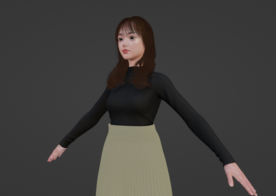 女人带骨骼绑定PBR 长裙高跟女人模型-女人模型库-3ds Max(.max)模型下载-cg模型网