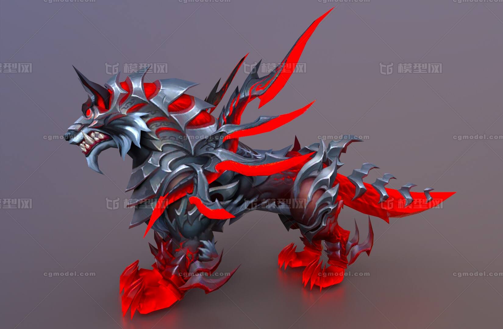 赤炎魔狼 地狱狼坐骑模型-神话类模型库-FBX(.fbx)模型下载-cg模型网