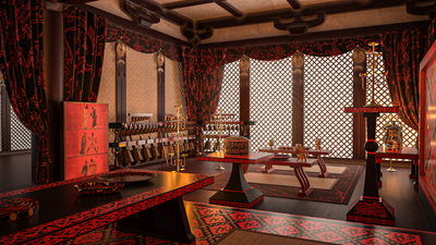 汉代王侯室内宴会场景模型-古代场景模型库-3ds Max(.max)模型下载-cg模型网