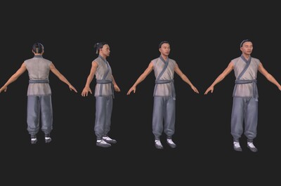 9动作 古代老人模型-男人模型库-FBX(.fbx)模型下载-cg模型网