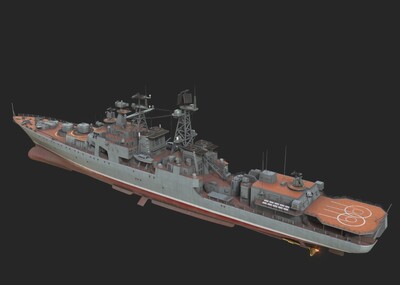 俄罗斯海军 1155型大型反潜舰模型-军舰模型库-Substance Painter(.spp/.sbsar)模型下载-cg模型网