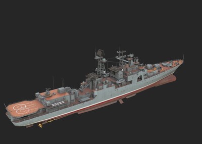 俄罗斯海军 1155型大型反潜舰模型-军舰模型库-Substance Painter(.spp/.sbsar)模型下载-cg模型网