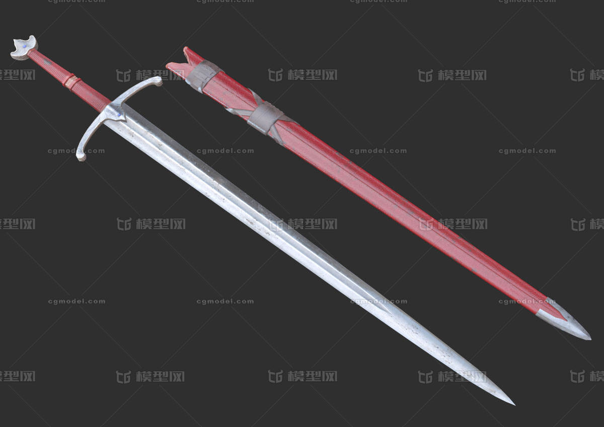 中世纪长剑 PBR次世代模型-冷兵器模型库-FBX(.fbx)模型下载-cg模型网