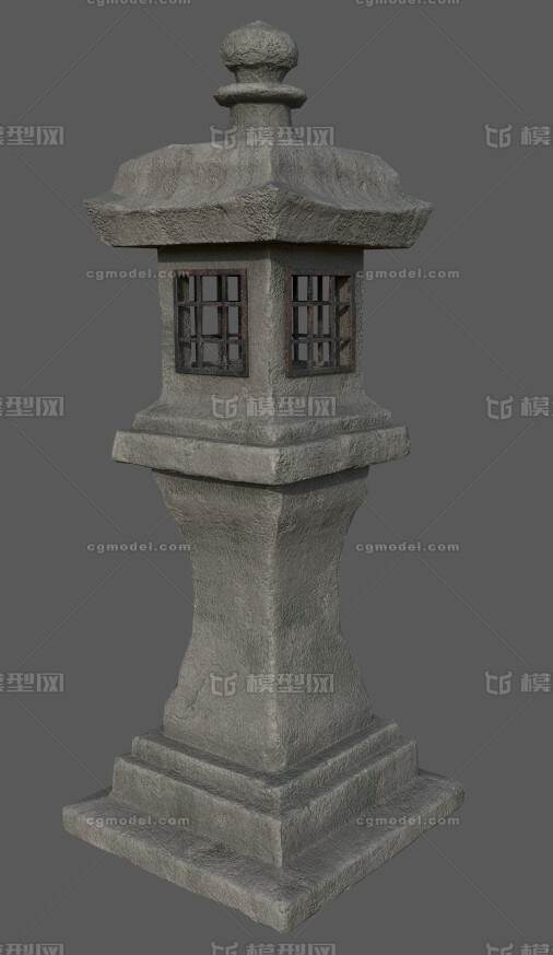 石灯 古代石灯模型-场景部件模型库-3ds Max(.max)模型下载-cg模型网