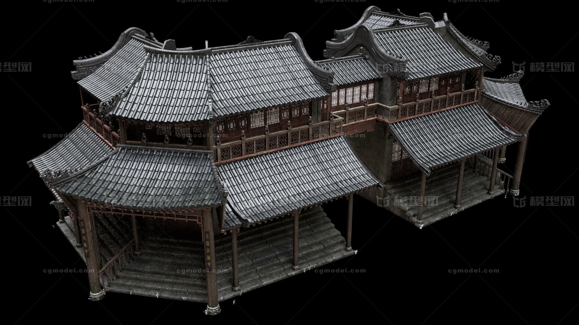 古建阁楼 古城 古建筑 寺庙古镇 皇宫 宫殿 钟鼓楼模型-古代场景模型库-Maya(.ma/.mb)模型下载-cg模型网