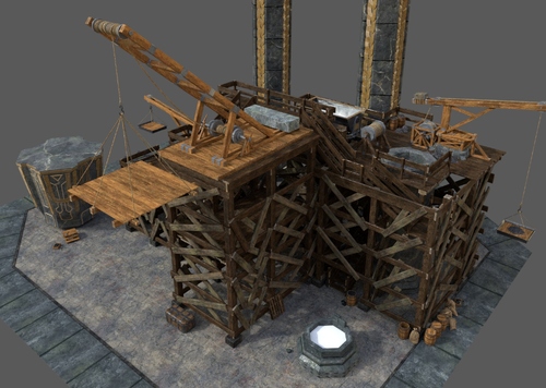 远古复古建筑基地工地建造模型-古代场景模型库-FBX(.fbx)模型下载-cg模型网
