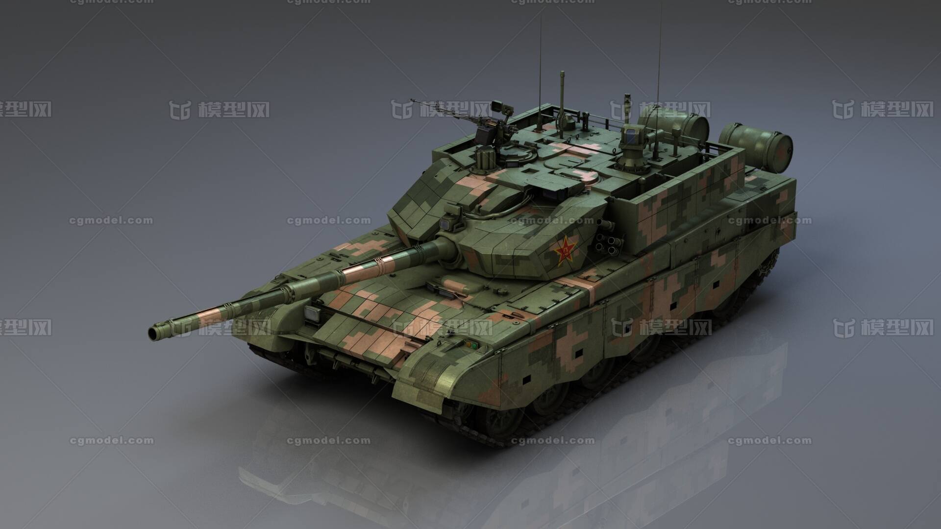 中国ZTZ-99A主战坦克（PBR)模型-装甲车／坦克模型库-3ds Max(.max)模型下载-cg模型网