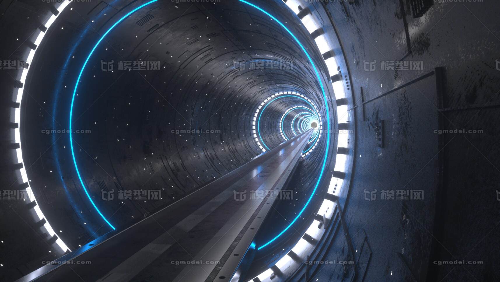 C4D穿越科技背景隧道穿梭隧道 科技隧道模型-科幻场景模型库-Cinema 4D(.c4d)模型下载-cg模型网