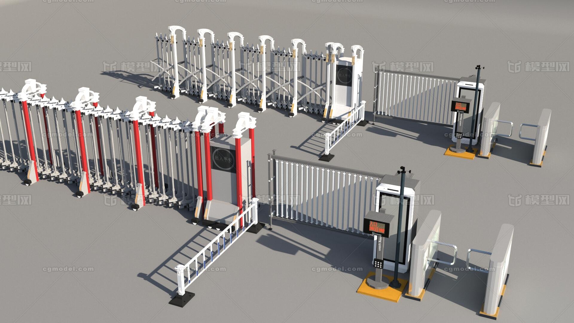 电动伸缩门 闸机模型-电机部件模型库-3ds Max(.max)模型下载-cg模型网