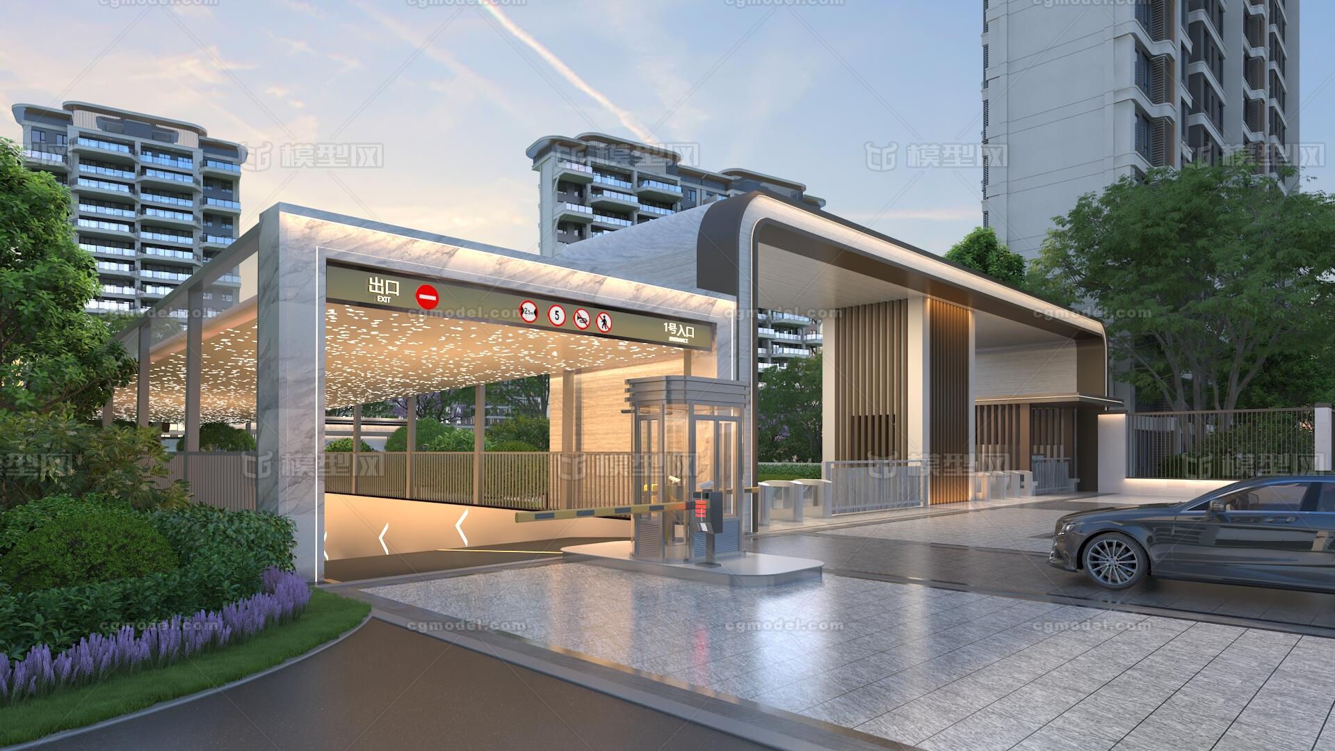 【X】车库入口 开车进库模型-现代场景模型库-3ds Max(.max)模型下载-cg模型网