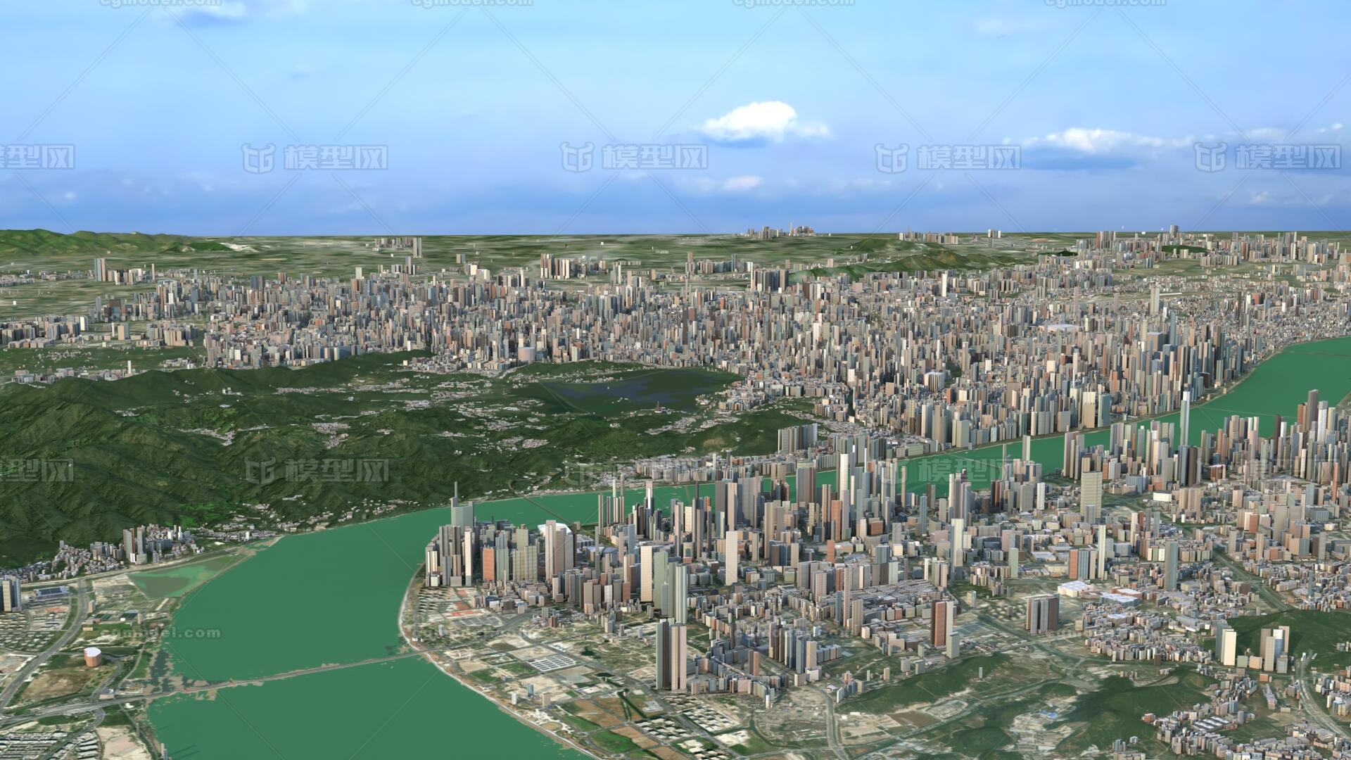 杭州3d模型 杭州市3d模型模型-现代场景模型库-3ds Max(.max)模型下载-cg模型网