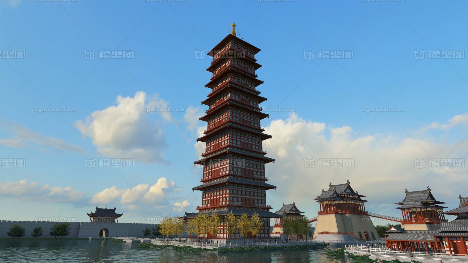 永宁塔 李俊塔模型-古代场景模型库-3ds Max(.max)模型下载-cg模型网